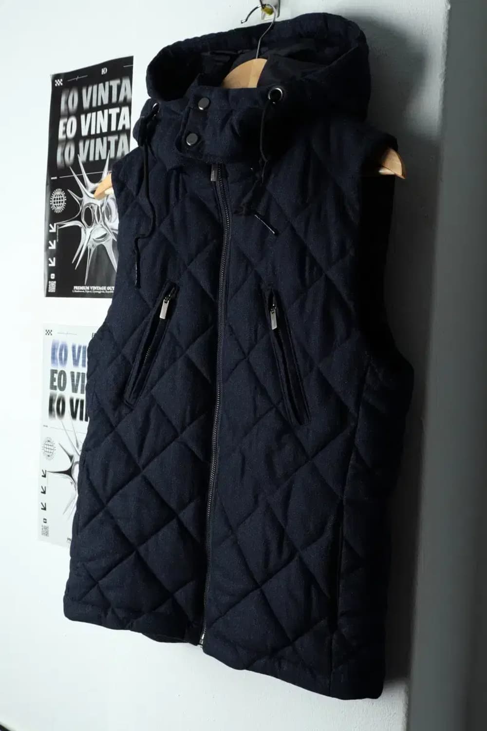 W(L) 시리즈 패딩 점퍼자켓 네이비 울 조끼-15779 상품이미지1