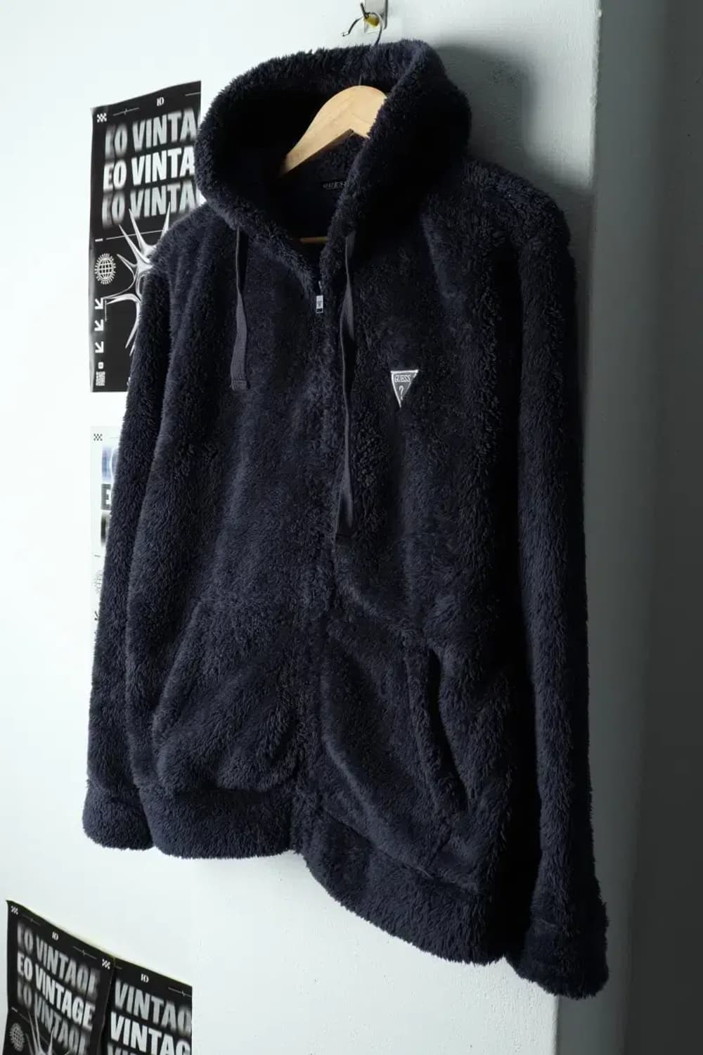 (M-L) 게스 집업 바람막이 점퍼자켓 후드 후리스 네이비-15781 상품이미지1