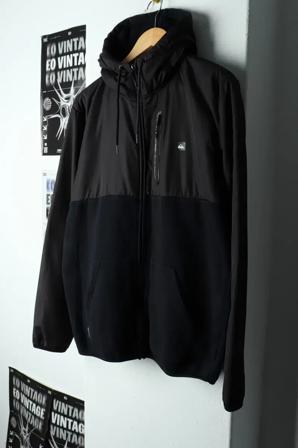 (M-L) 퀵실버 후드집업 블랙 기모 올드스쿨-15787 상품이미지1