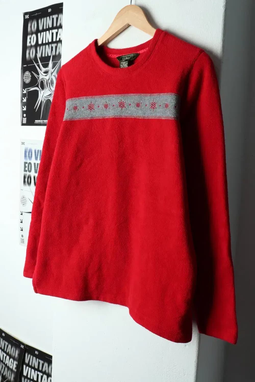 W(S) 브랜드빈티지 맨투맨 티셔츠 엘엘빈 후리스 레드-1578B 상품이미지1