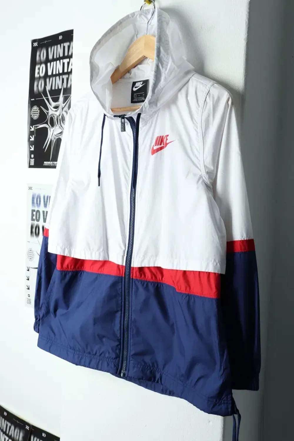 W(S) 나이키 집업 바람막이 점퍼자켓 화이트 올드스쿨-157D1 상품이미지1