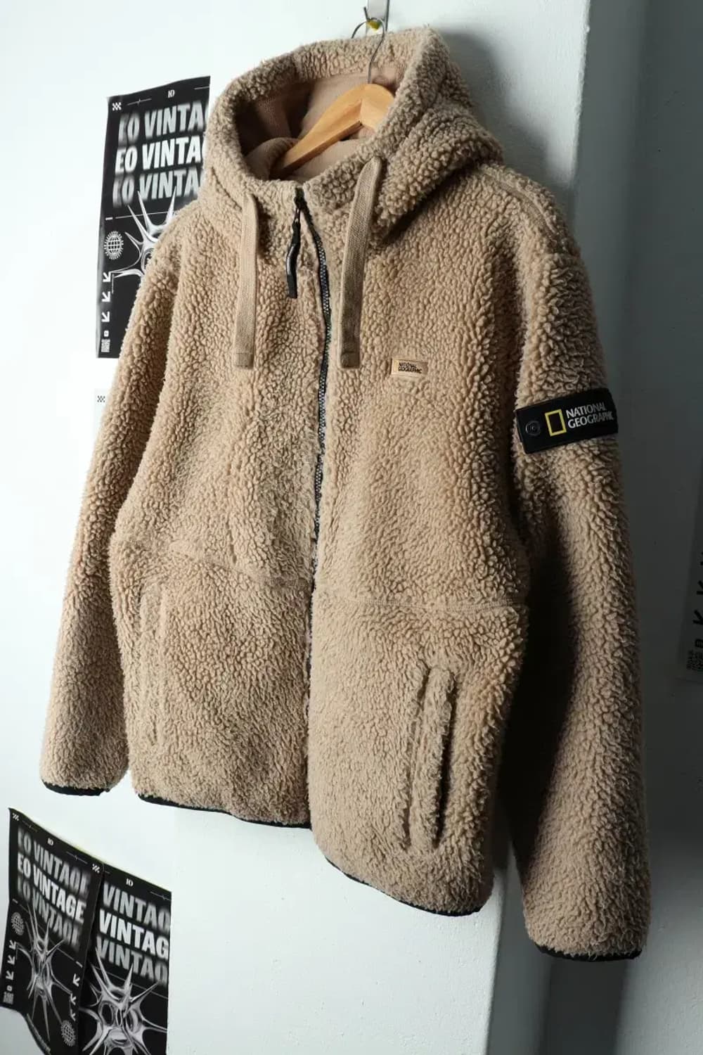 (L) 내셔널지오그래픽 후드집업 후리스 뽀글이 브라운-157D7 상품이미지1