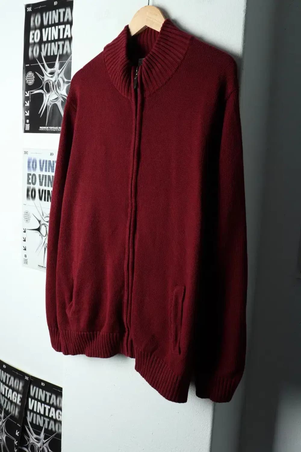 (XL-2XL) 브랜드빈티지 니트 가디건 엘엘빈 헤비 버건디-157DD 상품이미지1