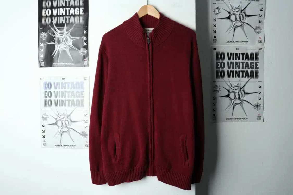 (XL-2XL) 브랜드빈티지 니트 가디건 엘엘빈 헤비 버건디-157DD 상품이미지2