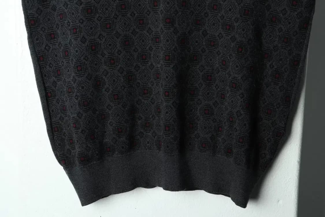 (L) 입생로랑 니트 조끼 패턴 그레이-157F7 상품이미지4
