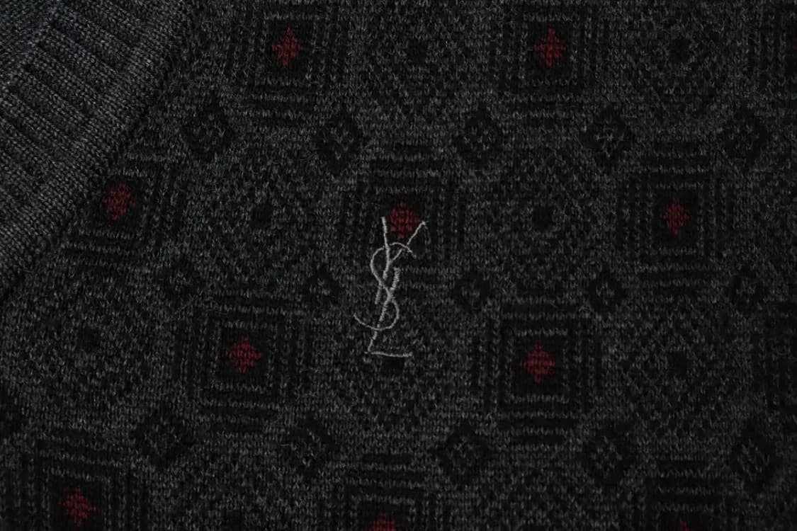 (L) 입생로랑 니트 조끼 패턴 그레이-157F7 상품이미지5