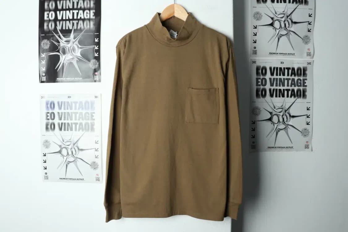 (L) 브랜드빈티지 긴팔티셔츠 아웃스탠딩 반폴라 카키-157FA 상품이미지2