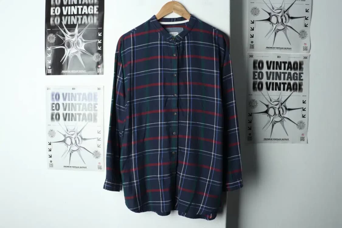 W(M-L) 브랜드빈티지 셔츠 남방 엘엘빈 체크 롱-157FD 상품이미지2