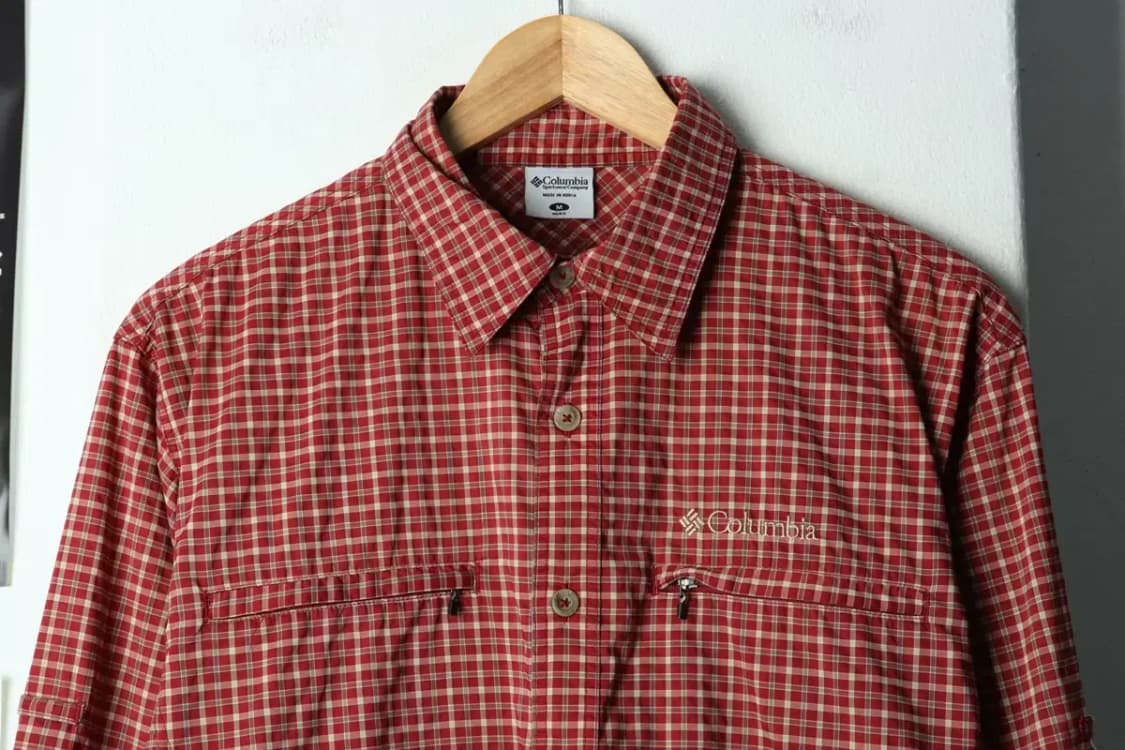 (M) 컬럼비아 셔츠 남방 체크 나일론 레드-15801 상품이미지3