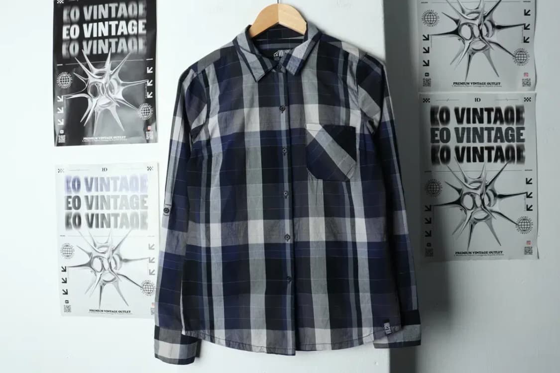 W(S) 브랜드빈티지 셔츠 남방 볼컴 체크 네이비-15804 상품이미지2
