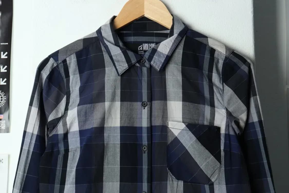 W(S) 브랜드빈티지 셔츠 남방 볼컴 체크 네이비-15804 상품이미지3