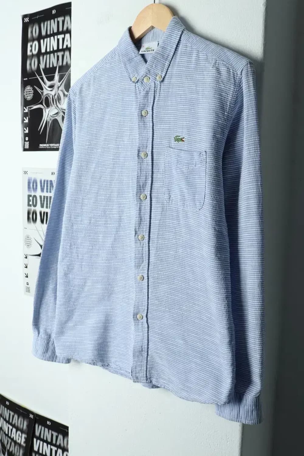 (L) 라코스테 셔츠 남방 스트라이프 골댄 연블루-1580C 상품이미지1