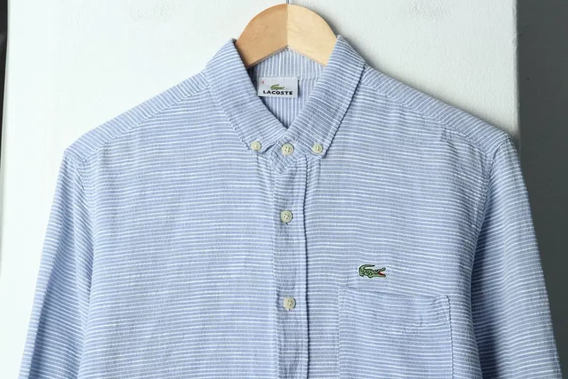 (L) 라코스테 셔츠 남방 스트라이프 골댄 연블루-1580C 상품이미지3