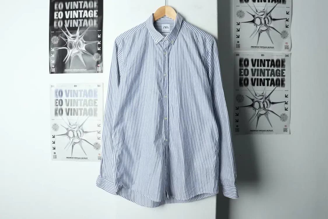 (L-XL) 브랜드빈티지 셔츠 남방 자라 스트라이프 연블루-1580D 상품이미지2