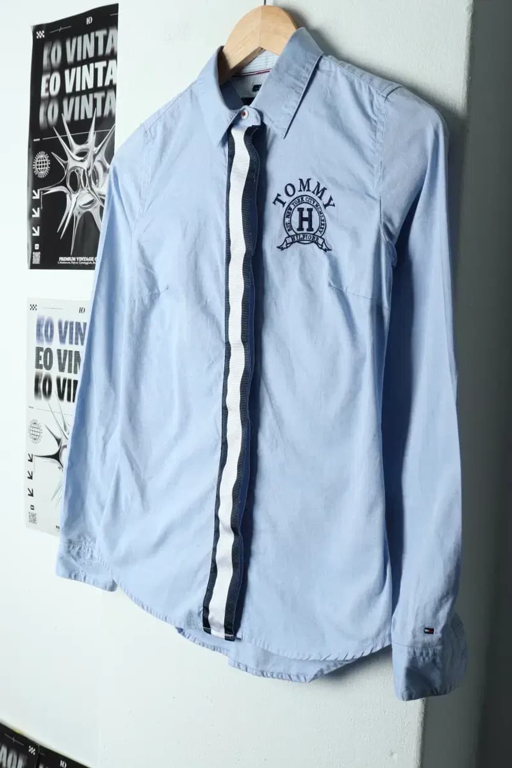 W(XS) 타미힐피거 셔츠 남방 연블루 자수 올드스쿨-15811 상품이미지1