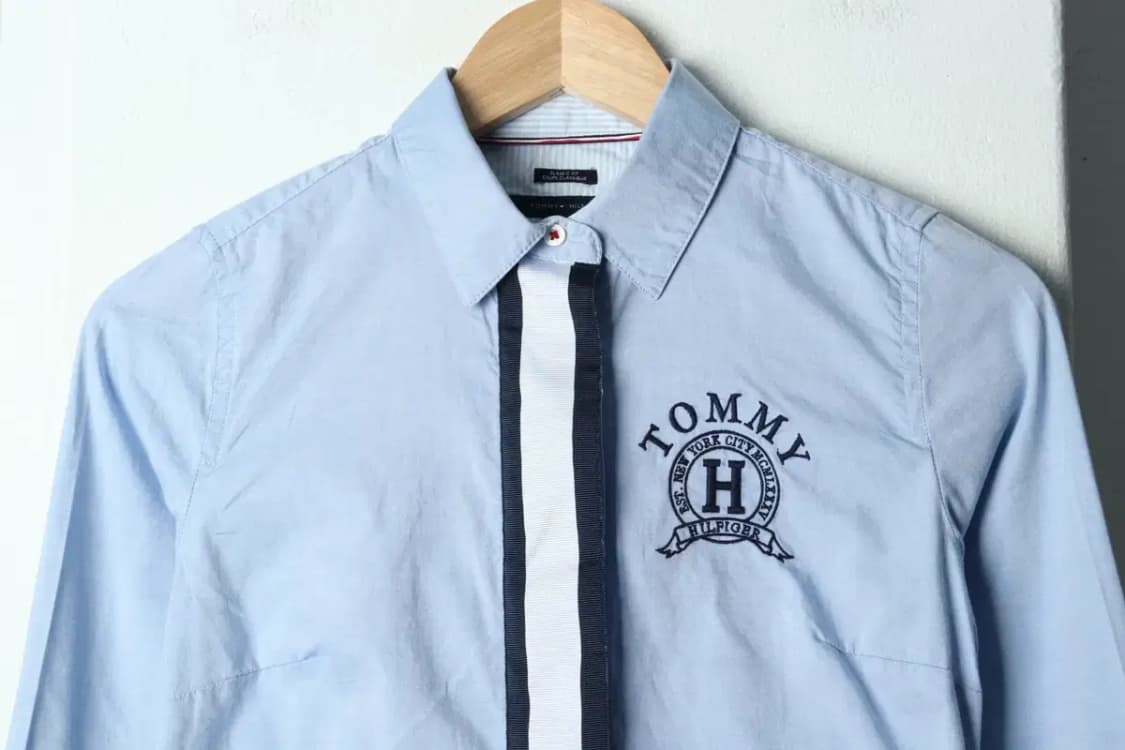 W(XS) 타미힐피거 셔츠 남방 연블루 자수 올드스쿨-15811 상품이미지3