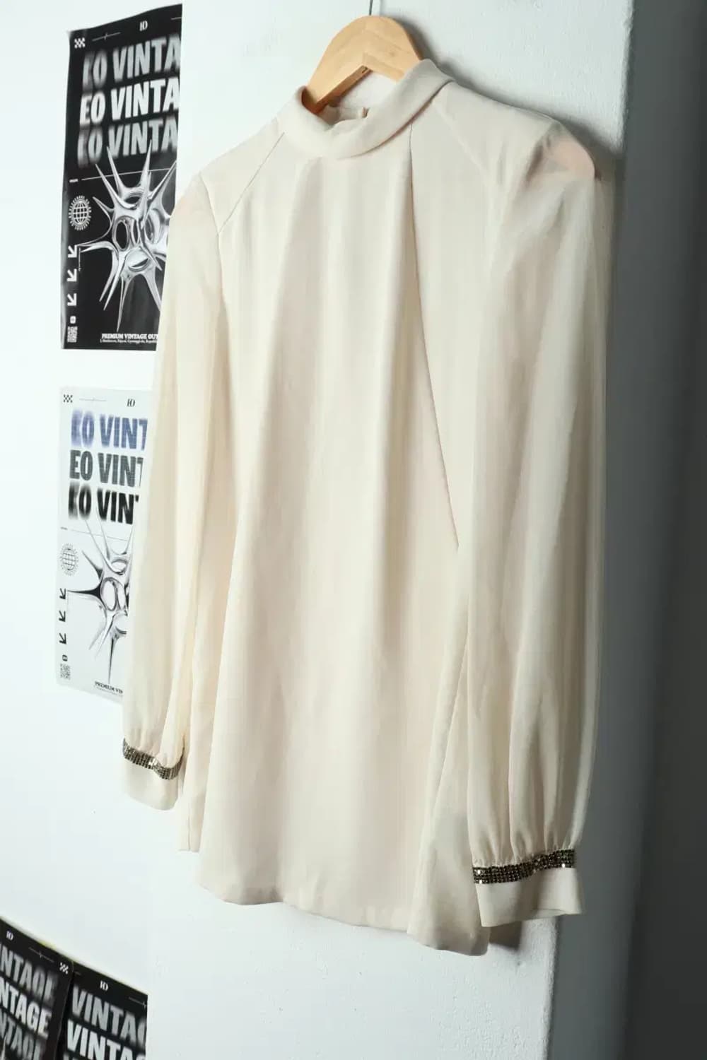 W(M) 브랜드빈티지 셔츠 남방 모조에스핀 베이지 블라우스-1581A 상품이미지1