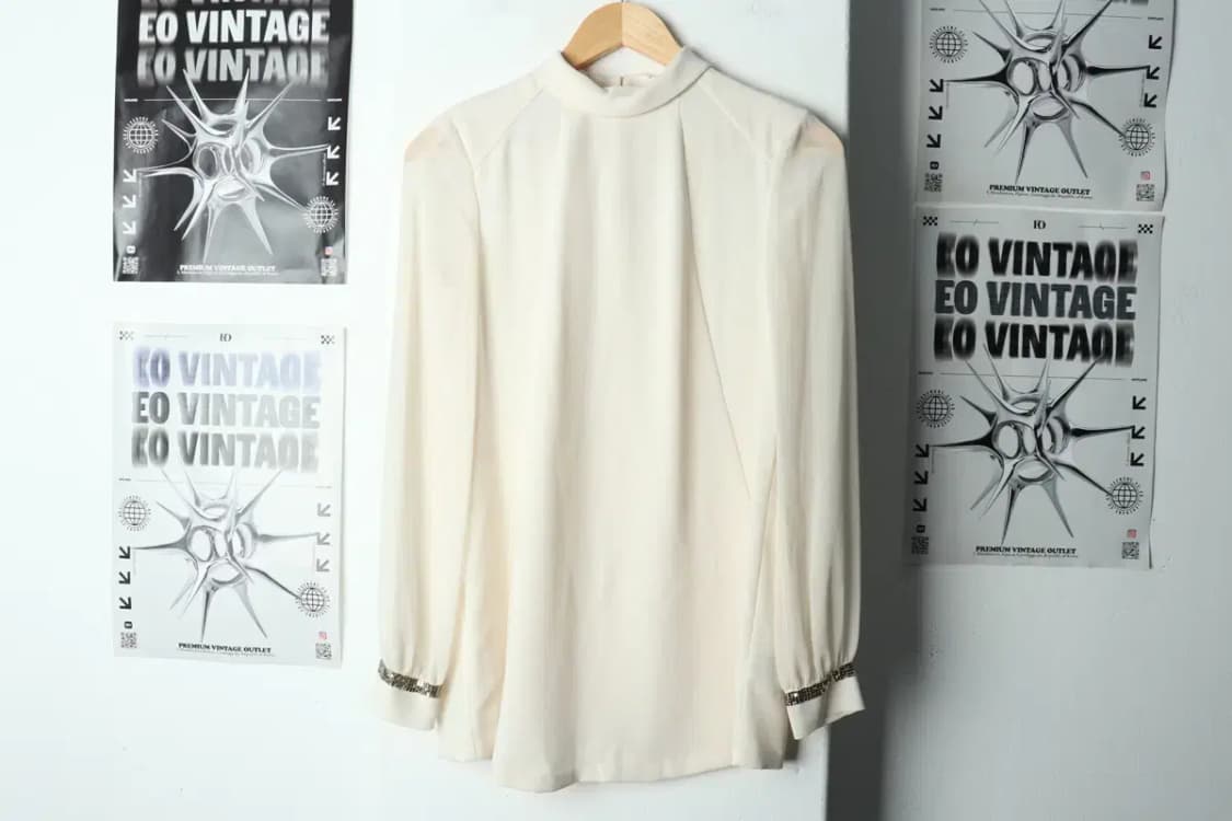 W(M) 브랜드빈티지 셔츠 남방 모조에스핀 베이지 블라우스-1581A 상품이미지2