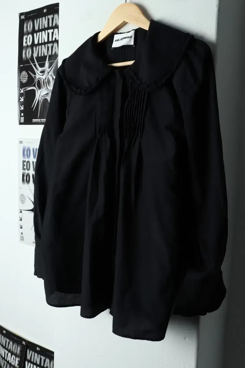 W(L) 칼라거펠트 셔츠 남방 블라우스 블랙-1581C 상품이미지1