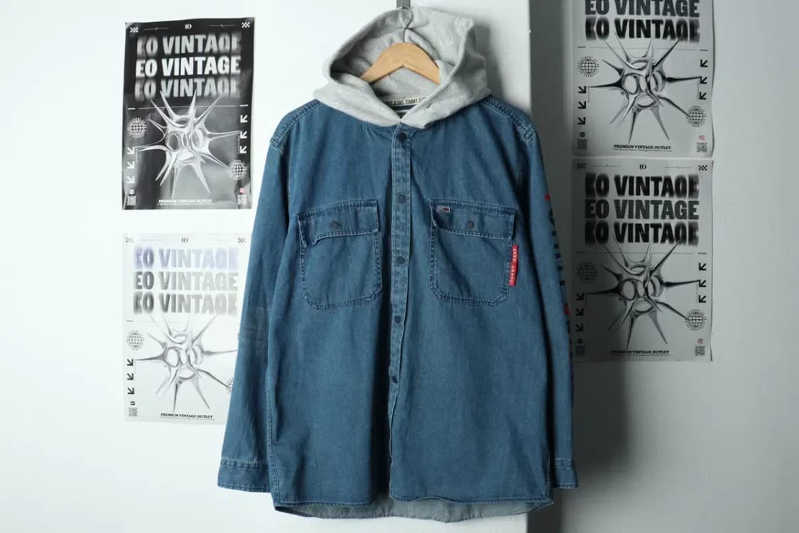 (L) 타미힐피거 셔츠 남방 데님 청 후드-1581E 상품이미지2