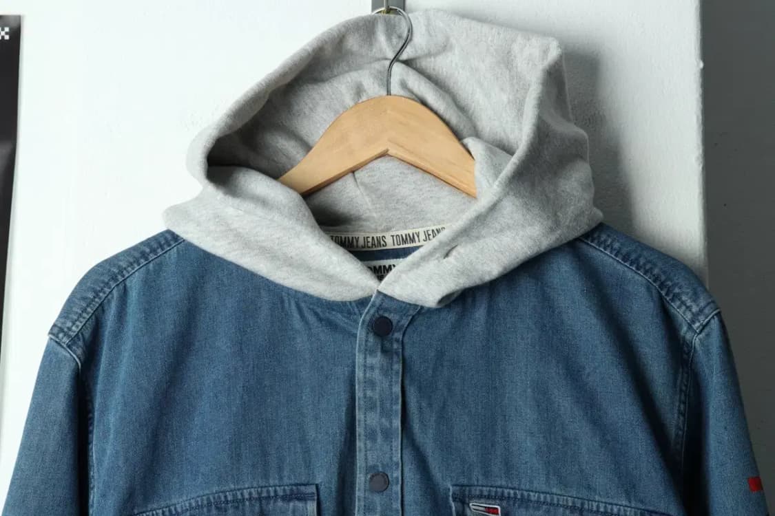 (L) 타미힐피거 셔츠 남방 데님 청 후드-1581E 상품이미지3