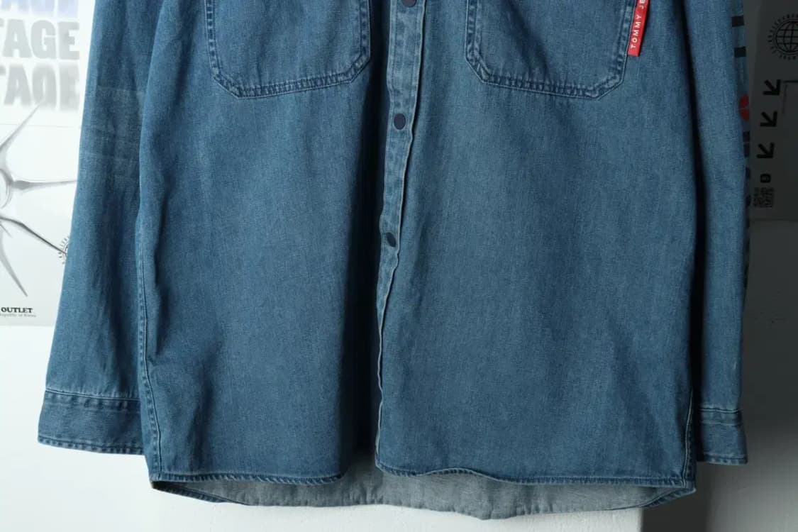 (L) 타미힐피거 셔츠 남방 데님 청 후드-1581E 상품이미지4