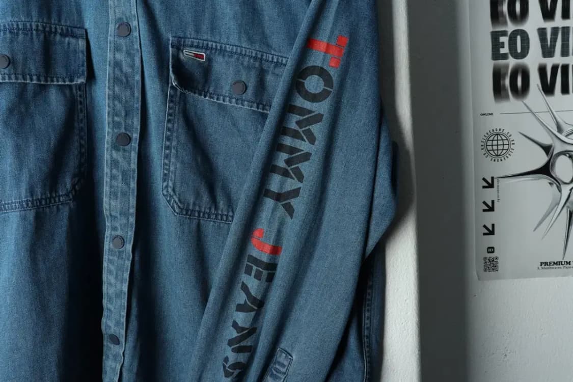 (L) 타미힐피거 셔츠 남방 데님 청 후드-1581E 상품이미지7