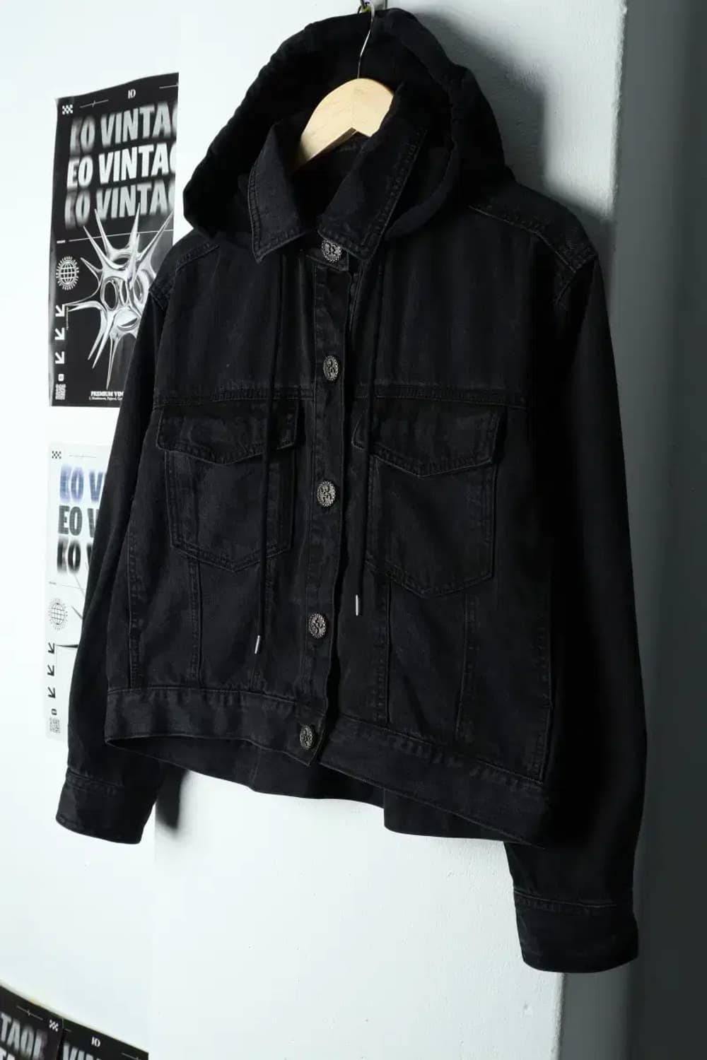 W(L) 칼라거펠트 집업 바람막이 점퍼자켓 데님 흑청 후드-15868 상품이미지1