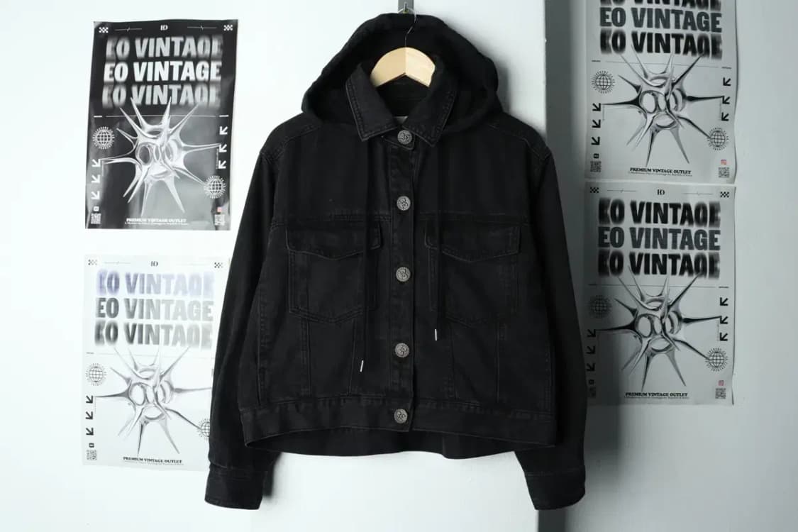 W(L) 칼라거펠트 집업 바람막이 점퍼자켓 데님 흑청 후드-15868 상품이미지2