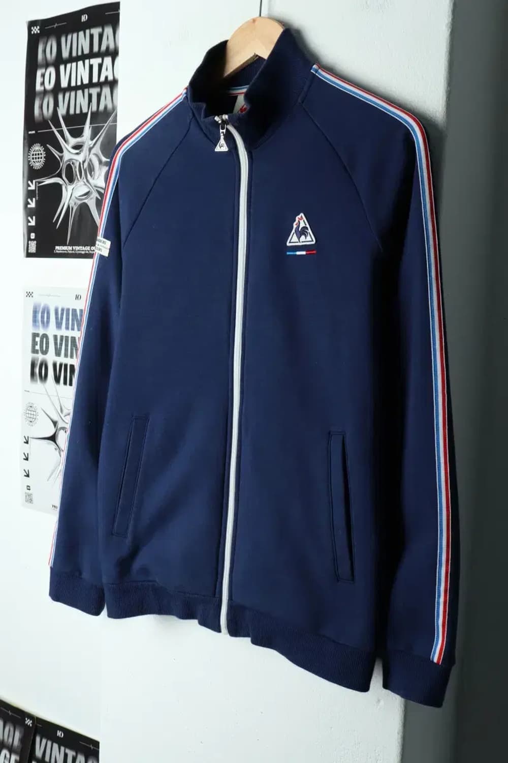 (M) 르꼬끄 집업져지 트랙탑 네이비 한정판 프랑스-1586E 상품이미지1
