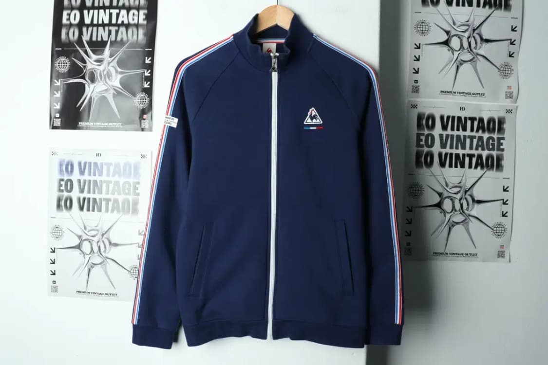 (M) 르꼬끄 집업져지 트랙탑 네이비 한정판 프랑스-1586E 상품이미지2