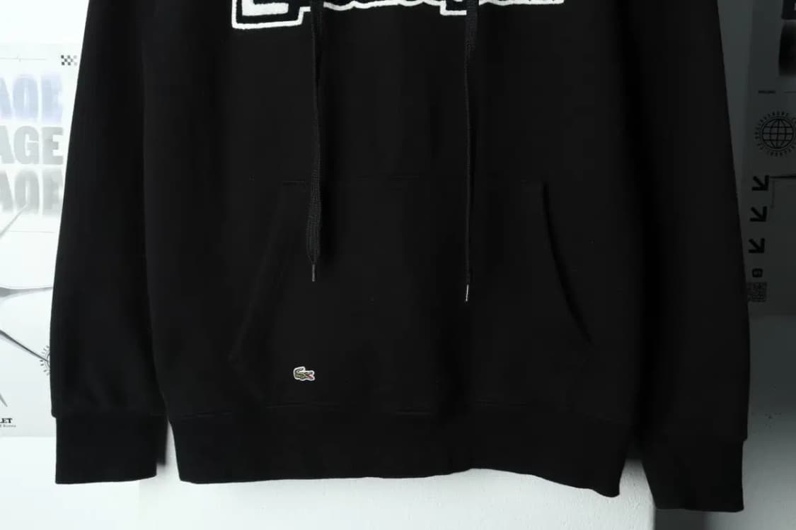 W(M) 라코스테 후드티셔츠 블랙 자수 검흰 한정판-15873 상품이미지4