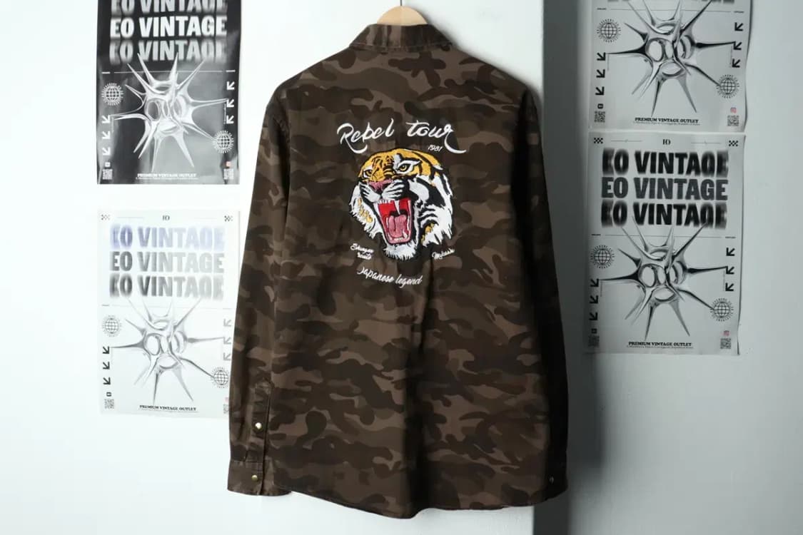 (M-L) 브랜드빈티지 셔츠 남방 버쉬카 카모 호랑이자수-15880 상품이미지5
