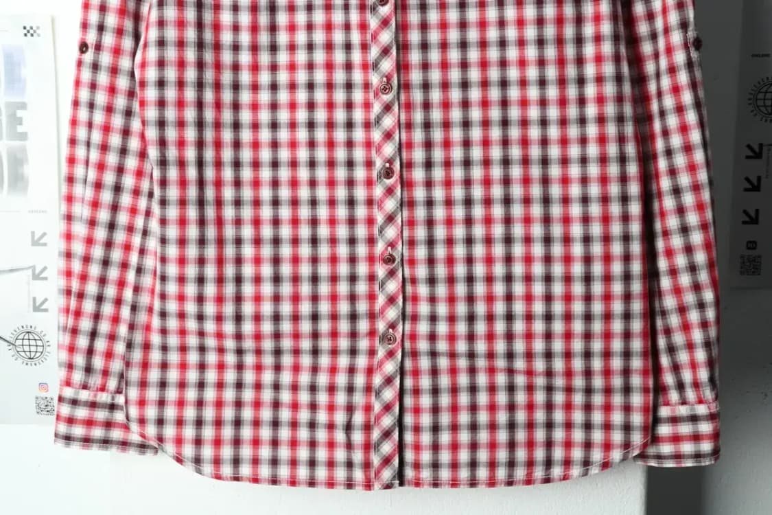 W(L) 라코스테 셔츠 남방 체크 레드 아메카지-15884 상품이미지4