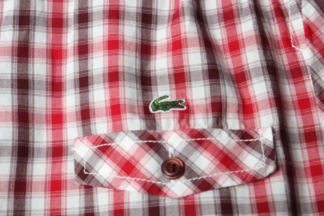 W(L) 라코스테 셔츠 남방 체크 레드 아메카지-15884 상품이미지5