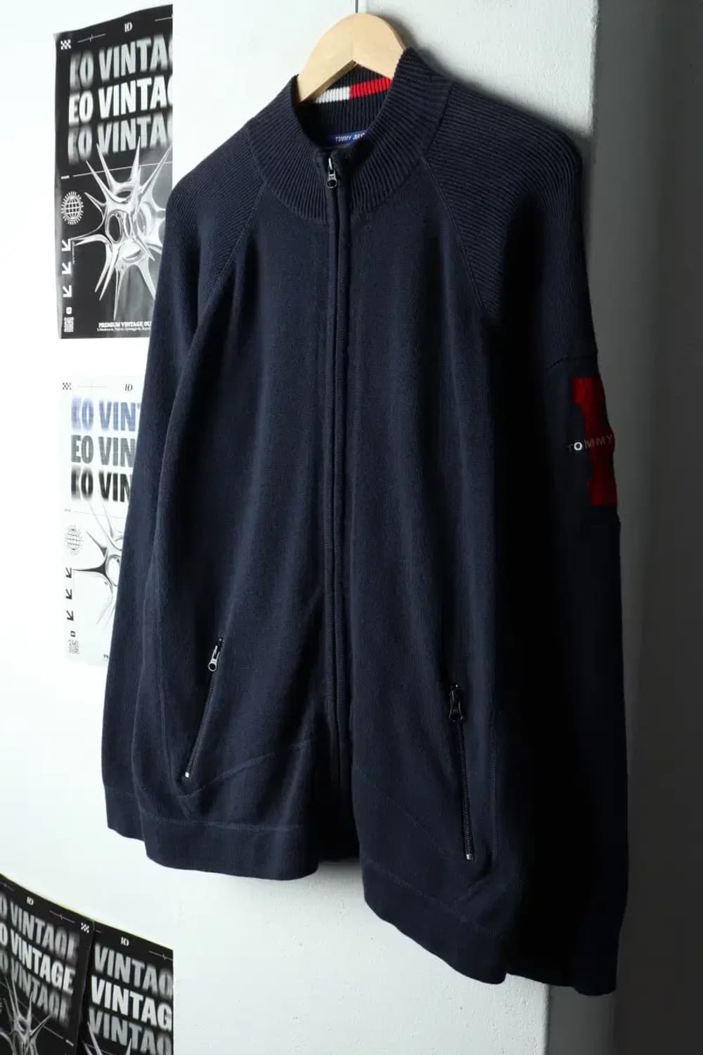 (M-XL) 타미힐피거 니트 가디건 집업 네이비 올드스쿨-15909 상품이미지1