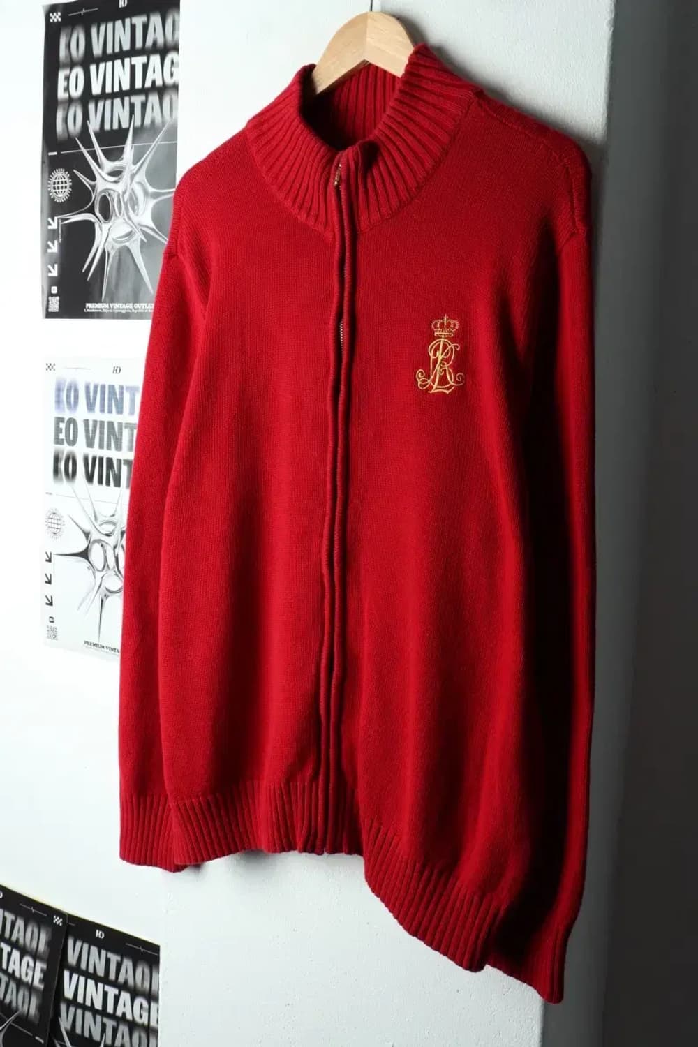 W(3XL-4XL) 폴로 랄프로렌 니트 가디건 빅사이즈 레드-1590B 상품이미지1