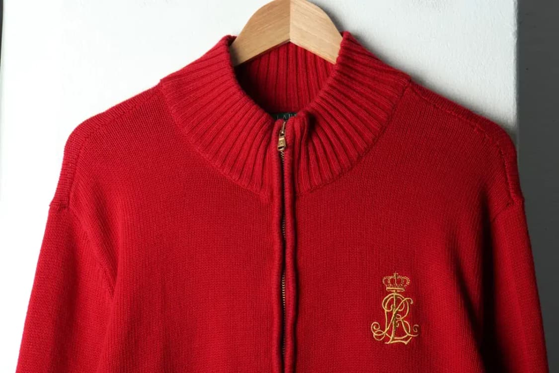 W(3XL-4XL) 폴로 랄프로렌 니트 가디건 빅사이즈 레드-1590B 상품이미지3