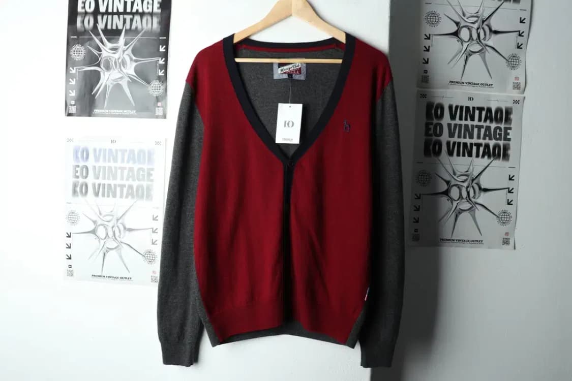 (2XL) 헤지스 니트 가디건 빅사이즈 버건디 울-15910 상품이미지2