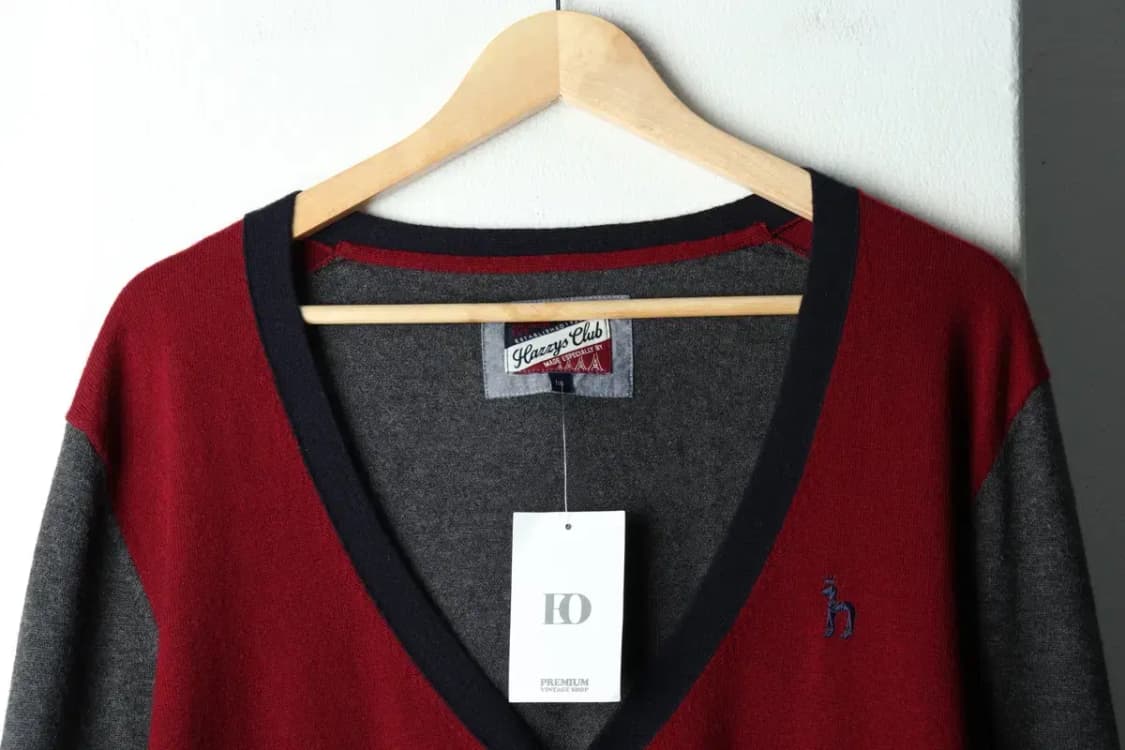 (2XL) 헤지스 니트 가디건 빅사이즈 버건디 울-15910 상품이미지3