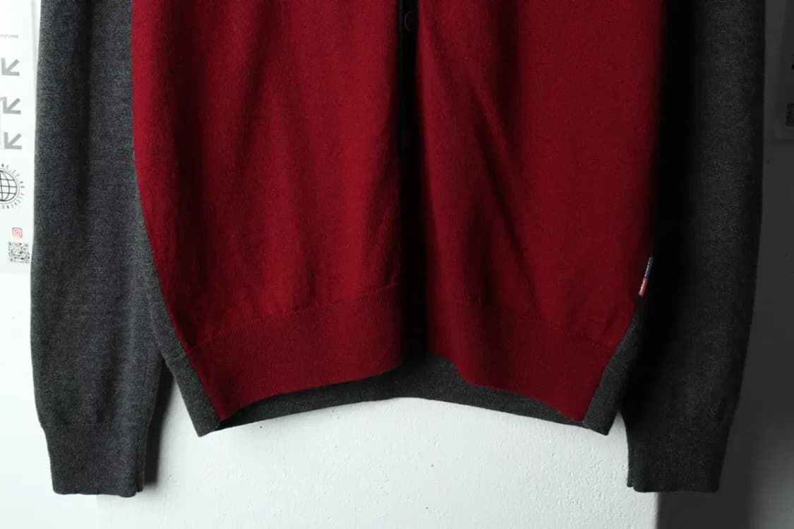 (2XL) 헤지스 니트 가디건 빅사이즈 버건디 울-15910 상품이미지4