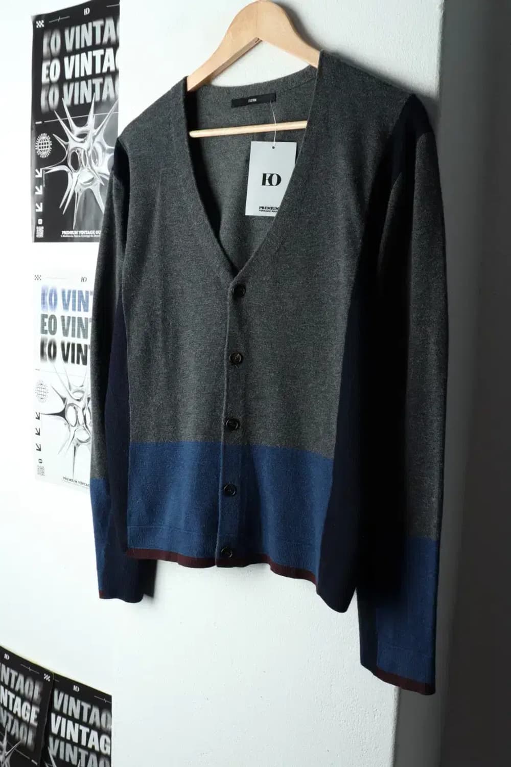 W(XL-2XL) 시스템 니트 가디건 한섬 차콜-15913 상품이미지1