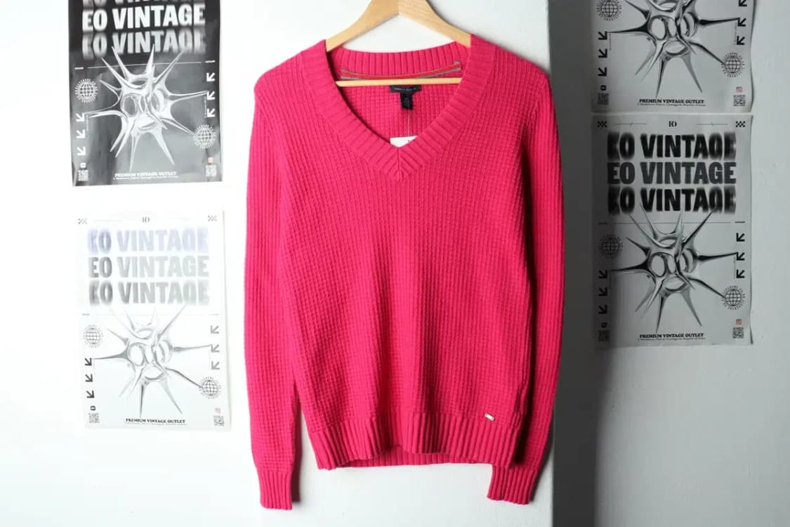 W(S-M) 타미힐피거 니트 브이넥 핑크 울 와플 딸기우유-15918 상품이미지2