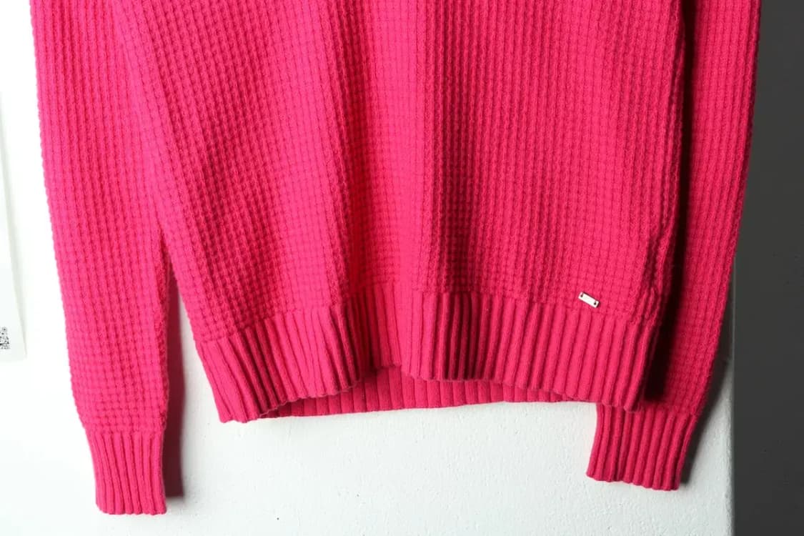 W(S-M) 타미힐피거 니트 브이넥 핑크 울 와플 딸기우유-15918 상품이미지4
