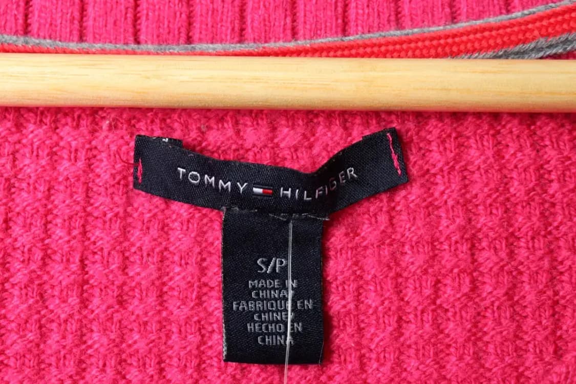 W(S-M) 타미힐피거 니트 브이넥 핑크 울 와플 딸기우유-15918 상품이미지5