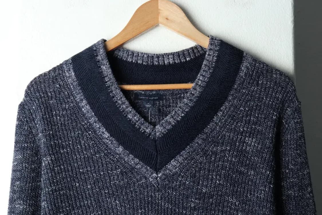 W(M-L) 타미힐피거 니트 브이넥 네이비 헤비울-1591F 상품이미지3