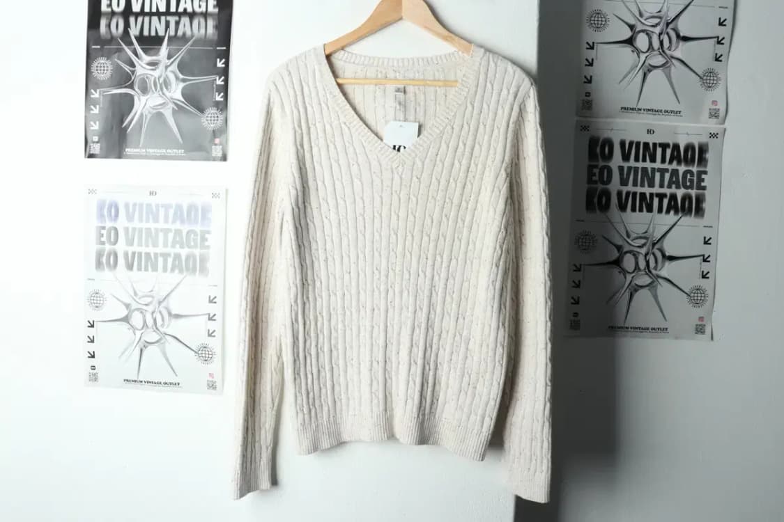 W(M-L) 브랜드빈티지 니트 브이넥 케이블 꽈배기-1592A 상품이미지2