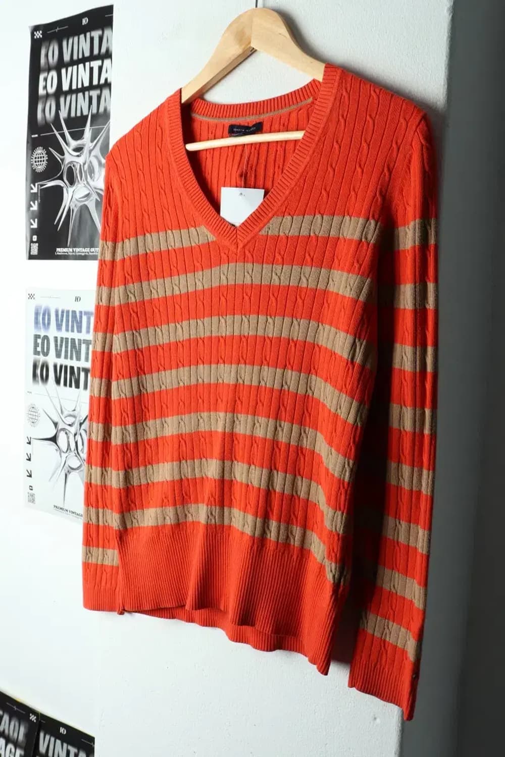 W(L) 타미힐피거 니트 브이넥 케이블 꽈배기-1592B 상품이미지1