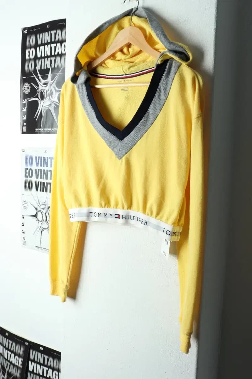W(S-M) 타미힐피거 니트 후드 노랑 올드스쿨-1592F 상품이미지1