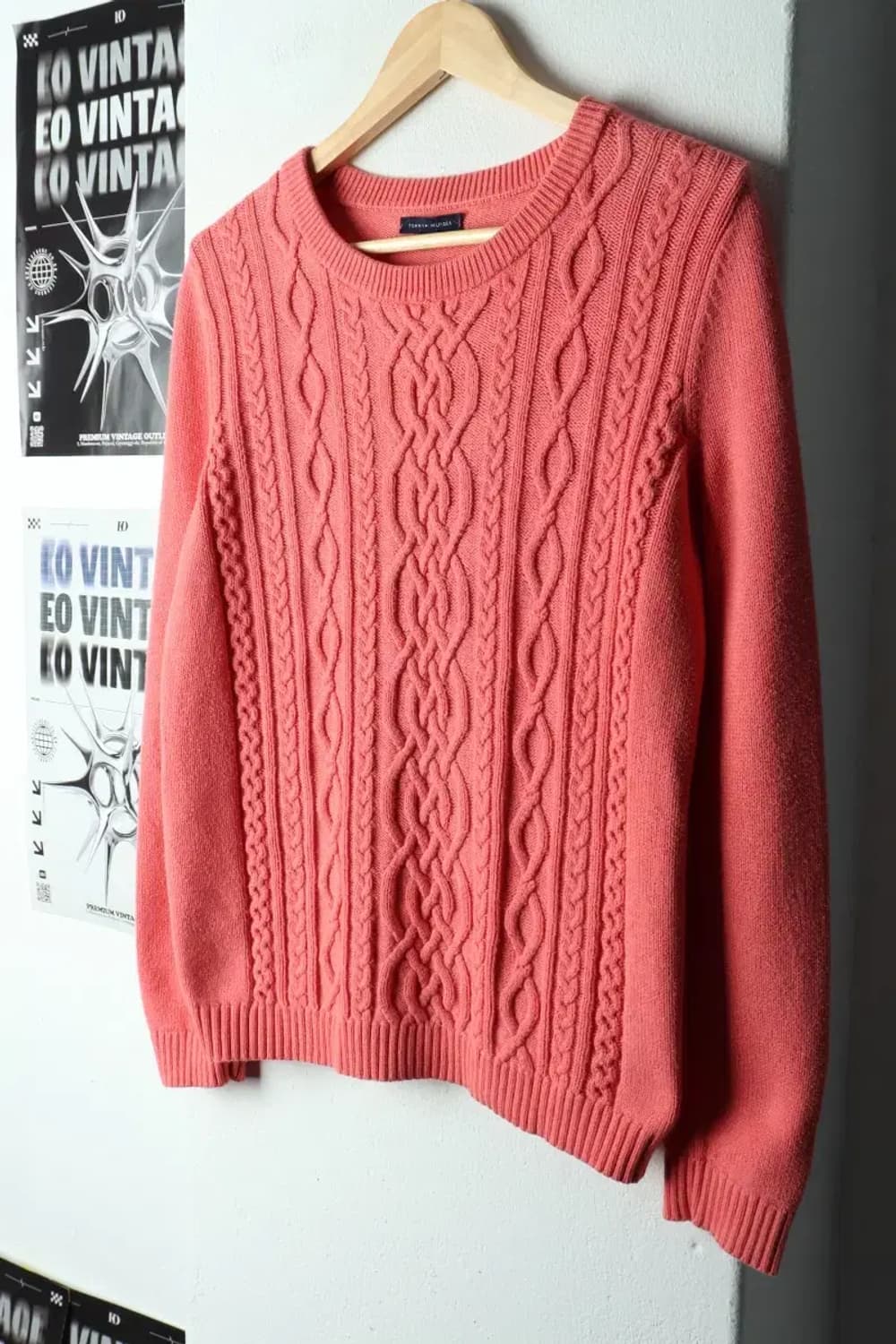 W(M) 타미힐피거 니트 핑크 케이블 꽈배기 딸기우유-15934 상품이미지1